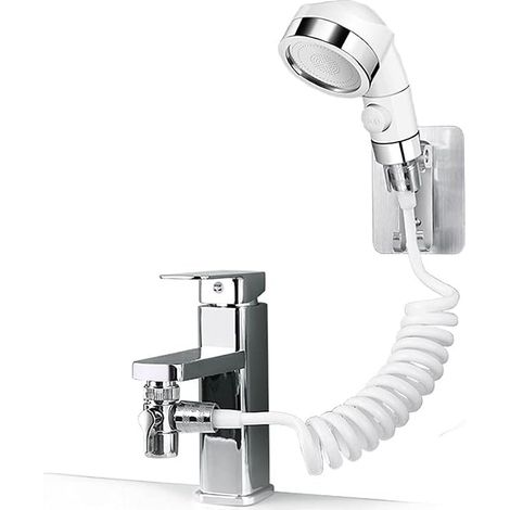 Douchette lavabo, Ensemble Pommeau Douche pour Lavabo, Ensemble de rinçage de fixation de tuyau de pulvérisateur d'évier pour cuve à linge de salle de bain Compatible avec les robinets ronds (1/5)