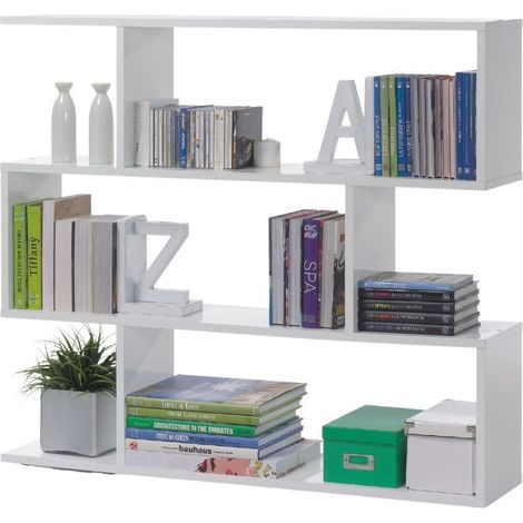 Mobimarket – Étagère basse Athena 110 x 97 x 24 cm – Mélamine haute résistance – Couleur blanc ou chêne canadien – Pour salon, salle à manger, couloir (1/10)
