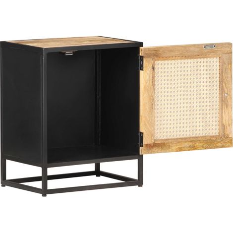 Maison Exclusive - Comodino 40x30x50 cm Legno di Mango Grezzo e Canna Naturale