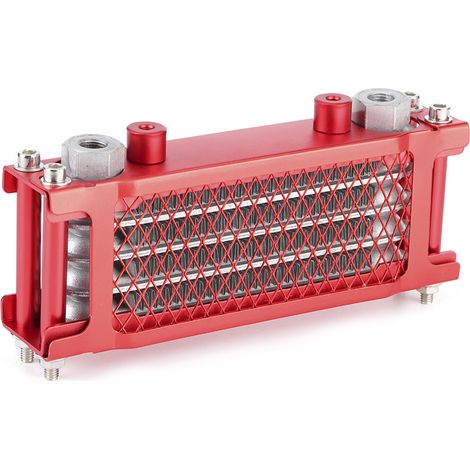 Radiateur Refroidisseur d'Huile Moto Rouge Système de Refroidissement pour Véhicule Tout-Terrain 100-250CC 85x200x45mm (1/5)