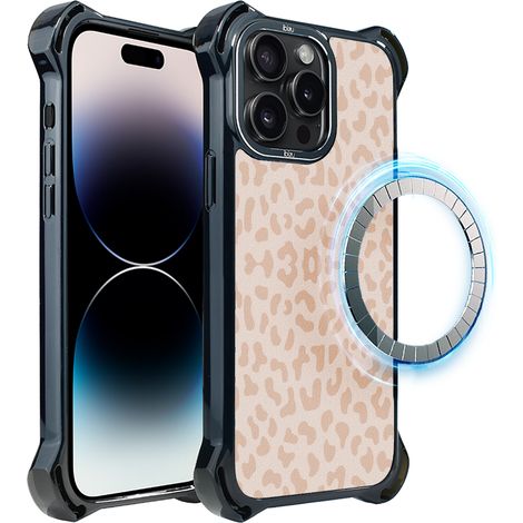 Hülle für iPhone 14 Pro ibizu DropGuard Ultra mit MagSafe, Boho-Design, zartes Leopardenmuster (1/5)
