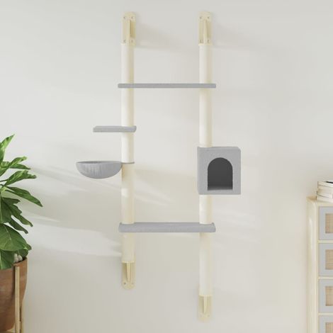 vidaXL Wall-mounted Cat Tree with Scratching Post Light Grey 180 cm (1/4)