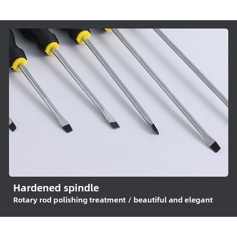 Tournevis magnétiques en acier chrome-vanadium, manche antidérapant, plats, tailles 3-10 pouces, outils ménagers (1/5)