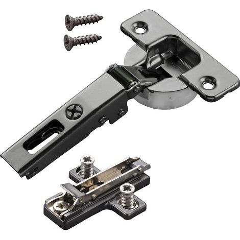 2 x Salice Topfband Serie 700 Titanium anthrazit mit Dämpfungssystem im Topf 110° T48 Eckanschlag inkl. Kreuz-Montageplatte Höhe 3 mm mit Exzenterverstellung Schrankscharnier von SOTECH (1/5)