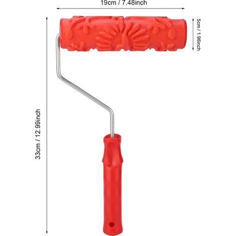 Rodillo de pintura de caucho con relieve de diamante – rodillo texturizado para tierra de diatomeas y pintura mural, 33 x 19 cm, rojo, 188 g – ideal para decoraciones DIY (1/5)