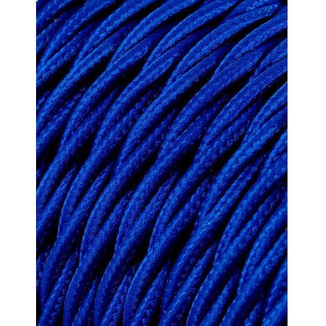 Câble Textile Tressé 2x0,75mm C-75 Bleu Soie 25m