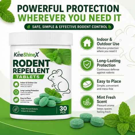 KineShineX Tabletten mit Pflanzenextrakt zur Nagetierabwehr: Lang anhaltende Nagetierabwehr für den Innen- und Außenbereich, einfach zu platzieren für den Einsatz zu Hause und im Auto. (1/5)