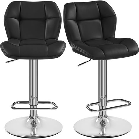 Homevive Juego de 2 Taburete de Bar Taburete de Altura Ajustable 89-111 cm Taburete Industrial Metal Silla de Cocina Tasburete Alto para Cocina Bar Comedor Negro (1/5)