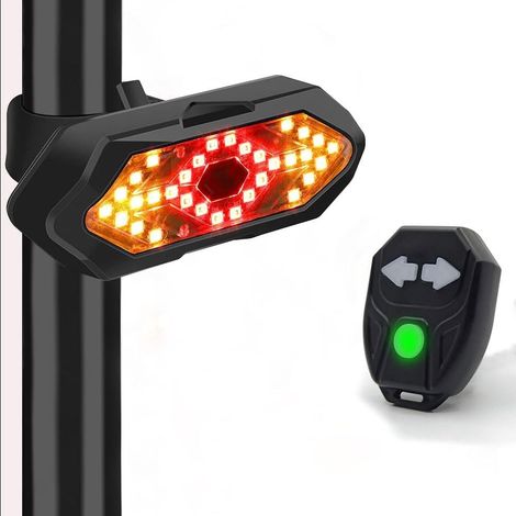 Clignotant de vélo, indice de protection IPX4, couleur noire, rechargeable, chargement USB, résistant à l'eau.-AquaForge (1/5)