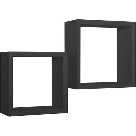 Kubischer 2er set wandregal mod. Ginevra farbe schwarz (1/4)