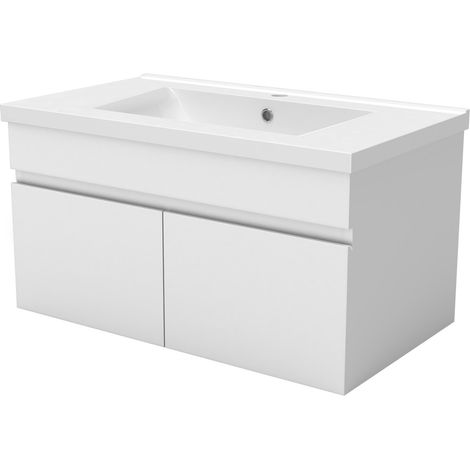 Aica Ensemble de meuble Salle de Bain de rangement + 2 portes ouvrantes, sans vasque, 79 x 45 x 40 cm, Blanc