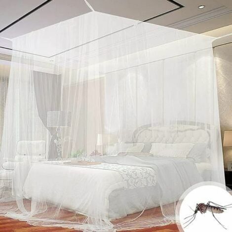 Carré anti-moustiques en polyester pour lit double et simple, avec outil d'installation, filet de protection pour ciel de lit (1/5)