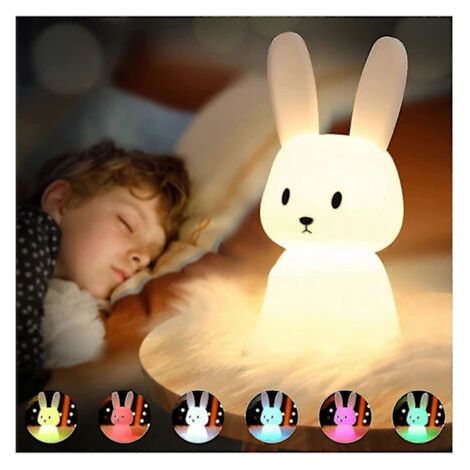 Veilleuse lapin tactile 7 couleurs avec contrôle USB, veilleuse décorative pour enfants et Noël (1/5)