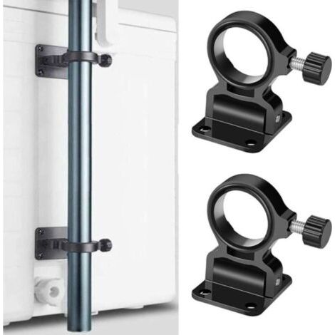 Lot de 2 supports de parasol pliables noir pour canne à pêche, support mural pour parapluie, plage, terrasse, cour, balcon, parc (1/5)