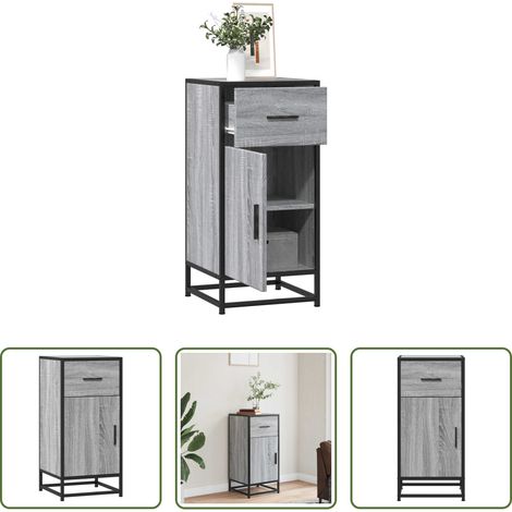 vidaXL Buffet bois métal -  Buffet sonoma gris 35,5x35x76 cm bois d'ingénierie et métal (1/5)