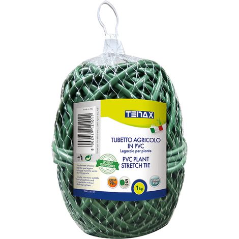 TENAX Tubetto Agricolo Verde 1000g Diametro 5mm, Legatura in PVC per Piante, ortaggi e Fiori, Lunghezza Circa 78 m (1/4)