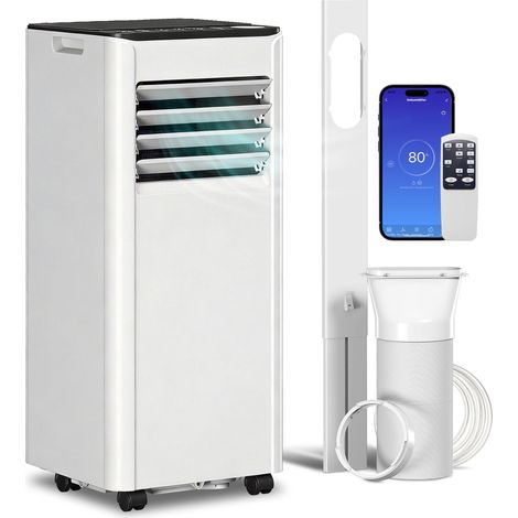 Climatiseur portable de 9000 BTU avec fonctions de refroidissement, déshumidificateur, ventilateur et mode nuit. (1/5)