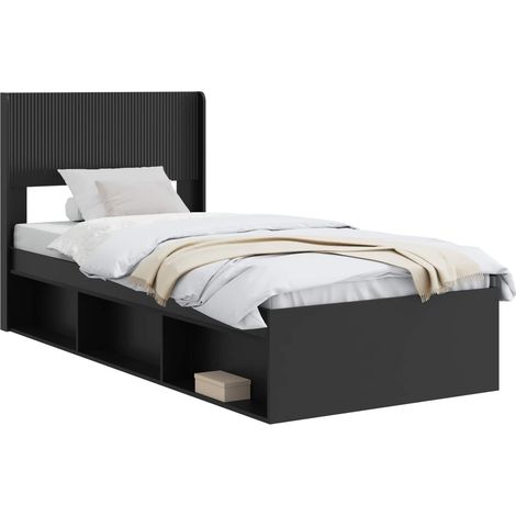 Bed Frame with Storage and Headboard Black 75 x 190 cm vidaXL (1/5)