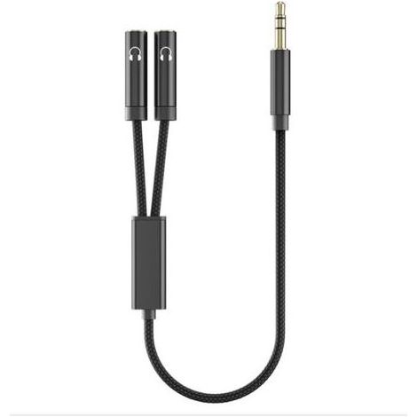 Splitter Audio Jack 3.5mm, 3,5 mm mâle vers Femelle Casque stéréo aux répartiteur câble Double Prise pour Ordinateur Portable,Tablette,Smartphone,Samsung,Hautparleurs,PC,Live etc Noir (1/4)