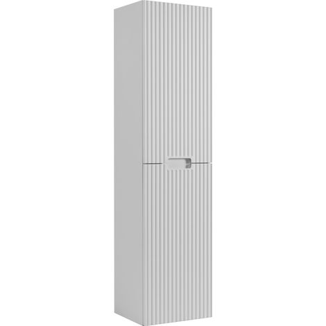 Rodan Hochschrank Bad 136 cm, Weiß, 27 x 35 x 136 cm, wandhängend, MDF, schmal, Türen mit Soft-Close, feuchtraumgeeignet