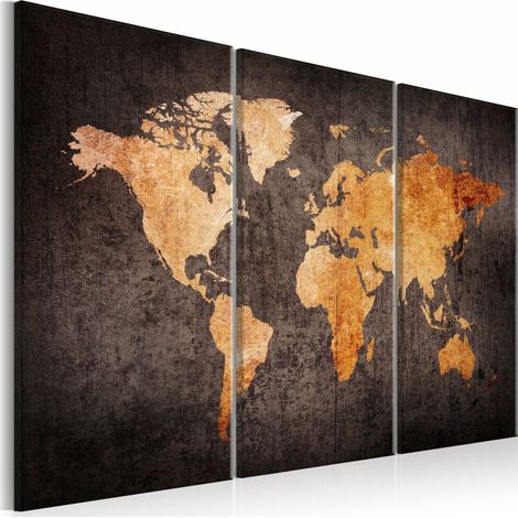 Tableau carte du monde de la châtaigne - 120 x 80 cm (1/4)