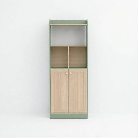 CHICFURN Vitrina-biblioteca 60x30x161,2 cm MDF y aglomerado verde y madera para salón (1/5)