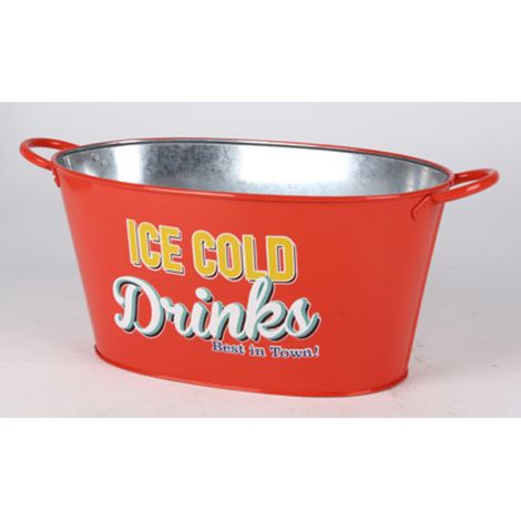 Zinkwanne Ice Cold Getränkekühler Getränkewanne Pflanzgefäß Blumenkübel Deko - rot