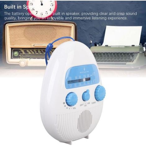 Radio de douche AM FM Shower Radio Construit Battre en haut-parleur Fonctionnement Radio de salle de bain deco horloge (1/5)
