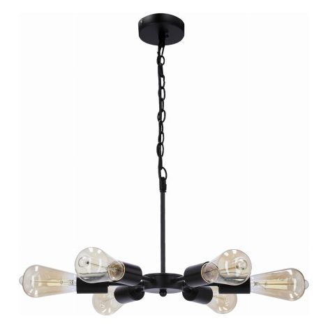 Suspension loft noire 6 bras 6xE27 Sparta Candellux