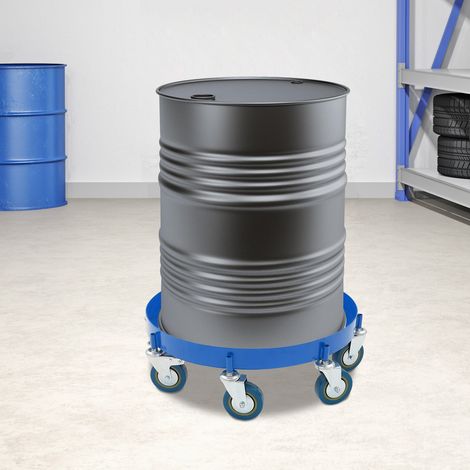 55 Gallon Heavy Duty Steel Barrel Dolly Cart Pack avec Croix de Renfort et 8 Roues Pivotantes pour le Manutention de Fûts en Atelier, Capacité de Charge 2000lb, bleu (1/5)