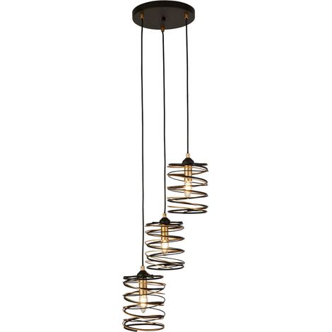 Searchlight Spring Suspension à 3 lumières Drop, noir et or (1/3)