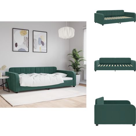 Lit de repos sans matelas vert foncé 100x200 cm velours - Lit De Repos - Lits De Repos - Canapé-lit - Lit D'appoint (1/5)
