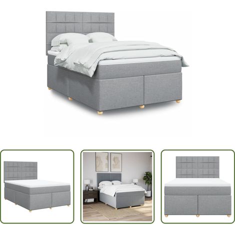 vidaXL Matelas à ressorts ensachés -  Sommier à lattes de lit avec matelas Gris clair 140x190cm Tissu (1/5)