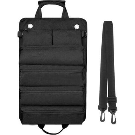 [JAMAIS UTILISÉ] Sac à outils enroulable pour homme/femme, organiseur d'outils à roulettes durable et imperméable, bandoulière multifonctionnelle, sac à roulettes portable et robuste，noir