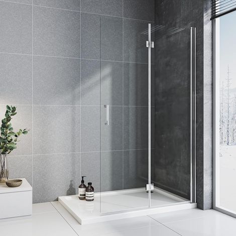 WDWRITTI Walk in Dusche 80x195cm Walk in Duschwand Falttür Dusche Duschtrennwand, 6mm Nano ESG-Sicherheitsglas