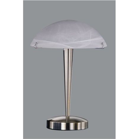 Lampe table HENK argent verre E14 37 cm dimmable Trio (1/2)
