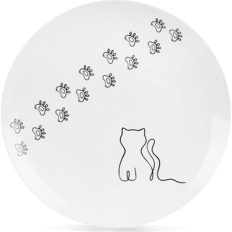 Porcelain Dessert Plate, White Cat Design, 20.5 cm (1/5)