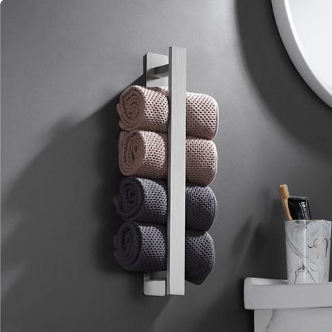 Sèche serviette mural adhésif 40 cm, pose verticale ou horizontale (1/4)