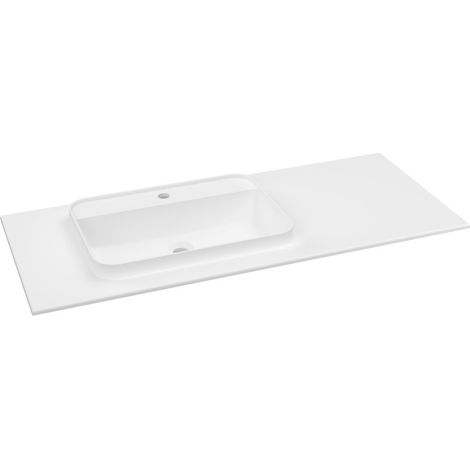 Lavabo BRAHEA 121x51,5cm (90+30cm), Rockstone, gauche, blanc mat (1/2)