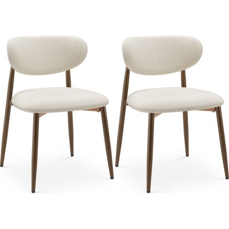 COLAMY 2er-Set Esszimmerstühle, gepolstert, mit Metallbeinen, Antirutschgleitern und geschwungener Rückenlehne, Beige