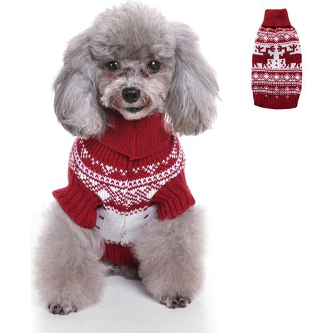 1 pull pour chien Divers accessoire de portail, rouge, polyester, automne-hiver, pour petits chiens et chats (1/5)