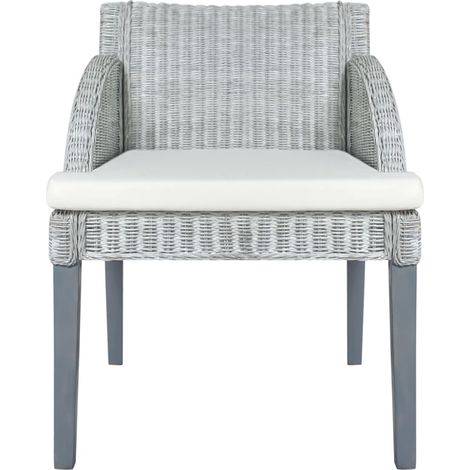 Maison Exclusive - Sedia da Pranzo con Cuscino Grigio in Rattan Naturale
