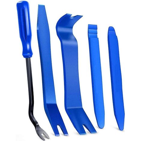 5 pièces Set d’Outils de démontage de Garniture pour Un Retrait Facile et sans Rayures de Panneaux de portières, des Fixations, des Tableaux de Bord et des moyeux de Roue des Voitures (1/4)