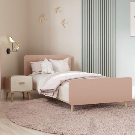 Demeyere Suzie Set Bett 90x190 cm und Nachttisch Aprikose