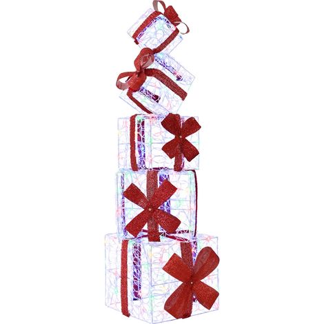 Caja de regalo decorativa de Navidad 5 uds. 125 LED Multicolor vidaXL (1/5)