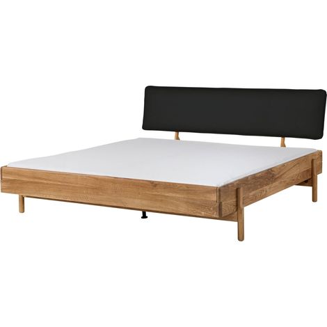 Letto in legno di rovere  140x200x95 oliato naturale -testiera antracite KIEL 01