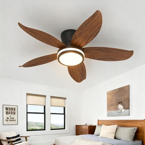 Ventilador de techo moderno de 65/88 cm, luz LED y mando a distancia, motor CC reversible silencioso, 6 velocidades, 3 colores de luz regulables para dormitorio y cocina. (1/5)