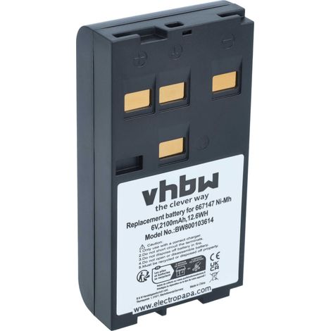 vhbw Batería reemplaza Leica 667318  GEB121, 667147, GEB111 para medidor (2100 mAh, 6 V, NiMH) (1/5)