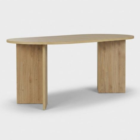 Table à manger ovale en mélamine 180x90 cm Sablin - Chêne (1/5)