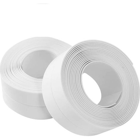 320x2.2CM Shower Strip Sealing Strip Shower Seal Bathroom Silicone Seal White Masking Tape Bathtub Self-Adhesive PE Kitchen Corner Caulking (1/5)